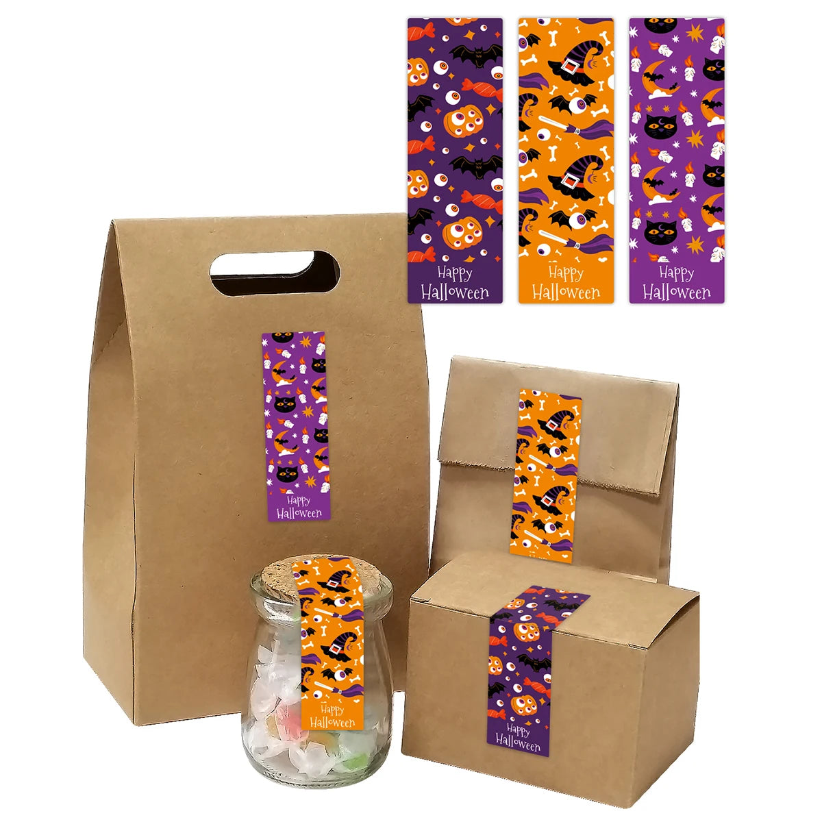 90pcs Halloween Gift Wrap Sealing Stickers,Pumpkin Ghost Design Gift Box Sealing Labels Sticker Halloween Candy Party Supplies - Charlie Dolly