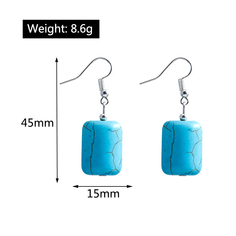Boho Vintage Turquoise Water Drop Stud Earrings for Women Star Heart Flower Tribe Earring Statement Valentine Day Gift Jewelry