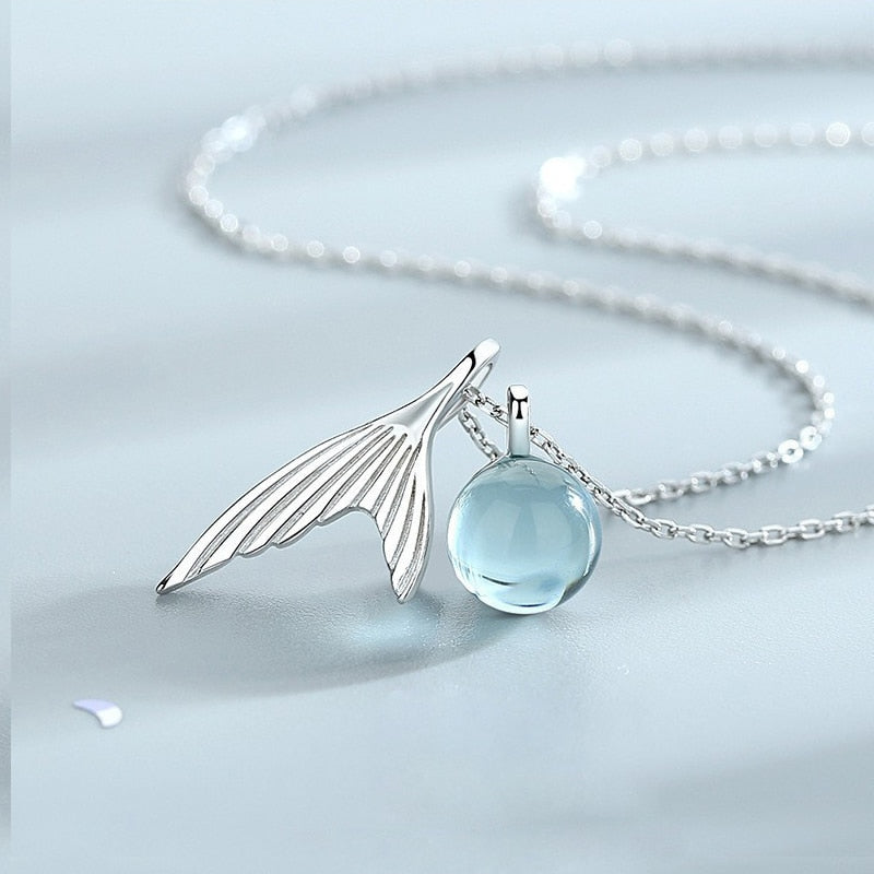 S925 Sterling Silver  Mermaid's Tears Necklace With Blue Kyanite  And Pendant  For Fashion Young Women Wear In Spring And Summer - Charlie Dolly