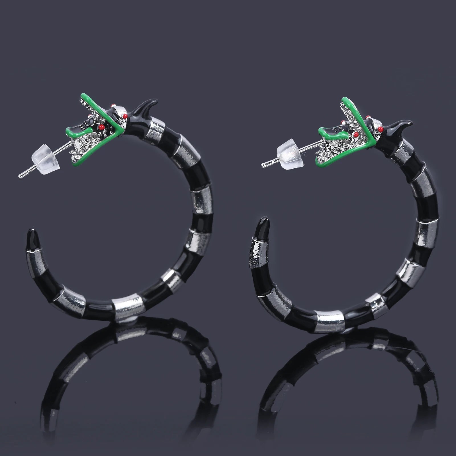 Gothic Style Harong Halloween Beetlejuice Hoop Earring for Women Beetle Sandworm Creepy Chunky Jewelry Cosplay Props Accessories - Charlie Dolly