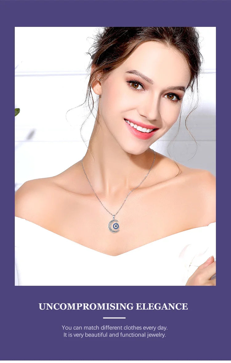 EUDORA 925 Sterling Silver Sun Moon Necklace for Women Man  Pentagram Viking Celtic knot Moon Pendant Fine Jewelry party Gift