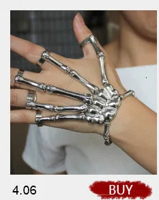 Gothic Punk Skeleton Hand Pendant Necklace For Women Vintage Hip Hop Skull Halloween Jewelry Party Accessories - Charlie Dolly