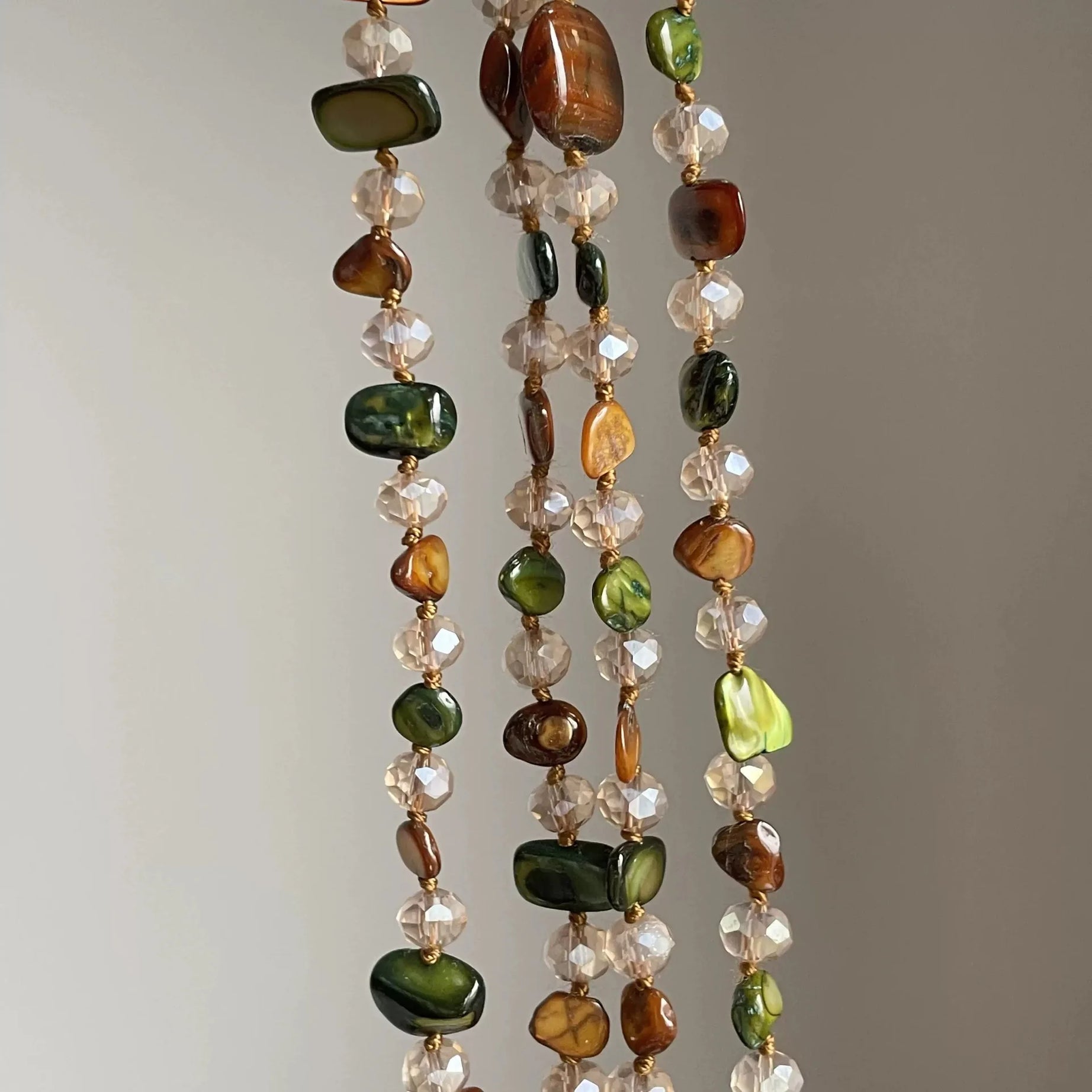 Artistic Multi Color Shell Extra Long Layered Necklace