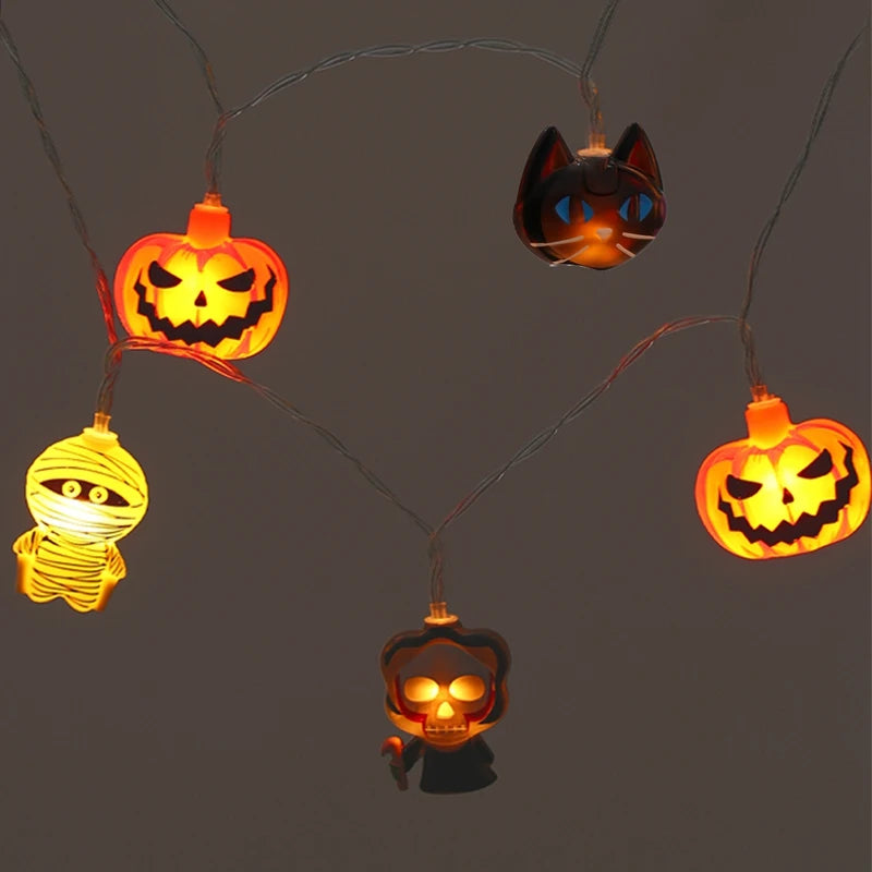 1.5m 10LED Halloween Pumpkin Ghost String Light Happy Halloween Party Decoration For Home 2024 Scary Horror House Party Supplies - Charlie Dolly