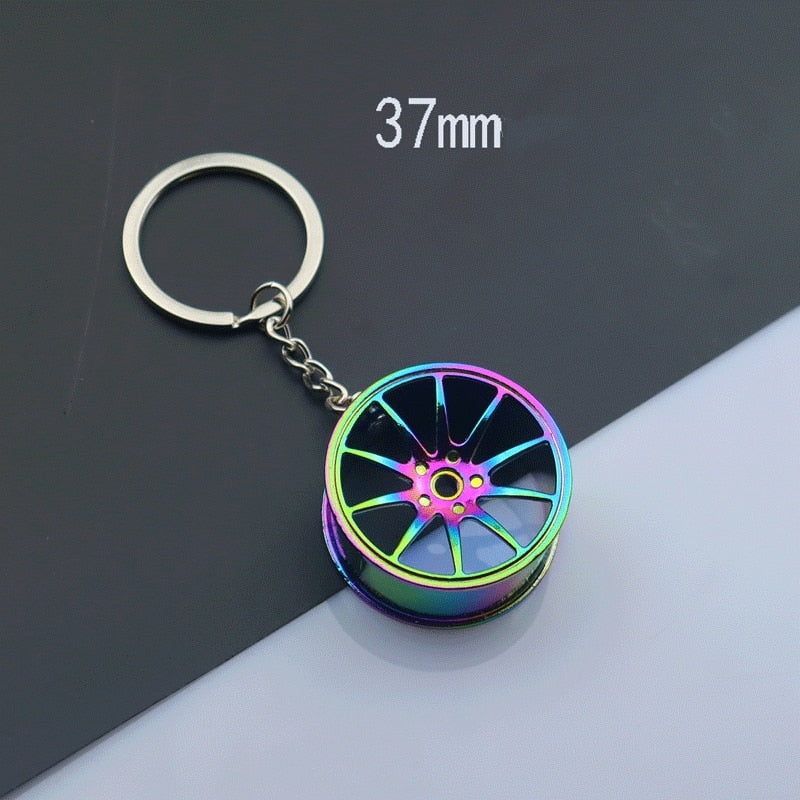 Creative Wheel Hub Key Chains Colorful Metal Tire Keyring for Men Trendy Design Car Keychain Accessories Cool Gifts - Charlie Dolly