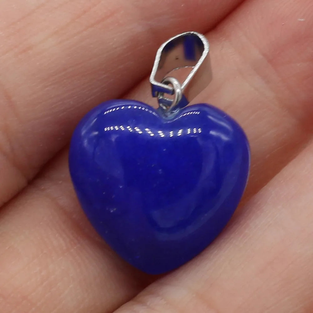 4Pcs Small Pendant Natural Stone Heart-Shaped Lapis lazuli Pendat For Jewelry Making DIY Necklace Earrings Accessory