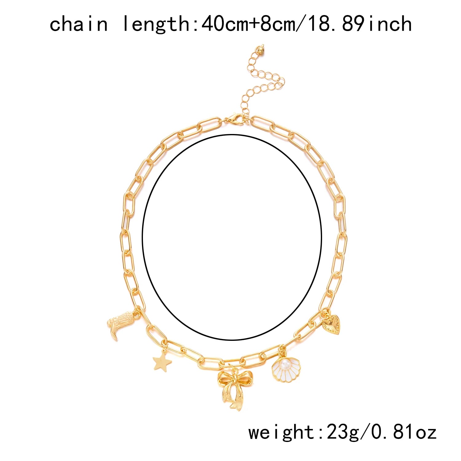 Boho Metal Shell Starfish Pendant Imitation Pearl Necklace for Women Heart Bowknot Double Layer Choker Chain Beach Jewelry Gift