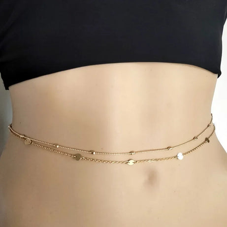 Double Layer Pearl Boho Waist and Belly Chain