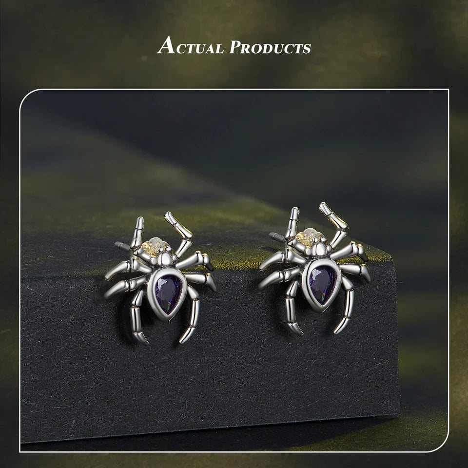 BISAER 925 Sterling Silver Mini Pumpkin Luminous Stud Earrings Enamel Ear Clip For Girl Halloween Party Original Fine Jewelry - Charlie Dolly