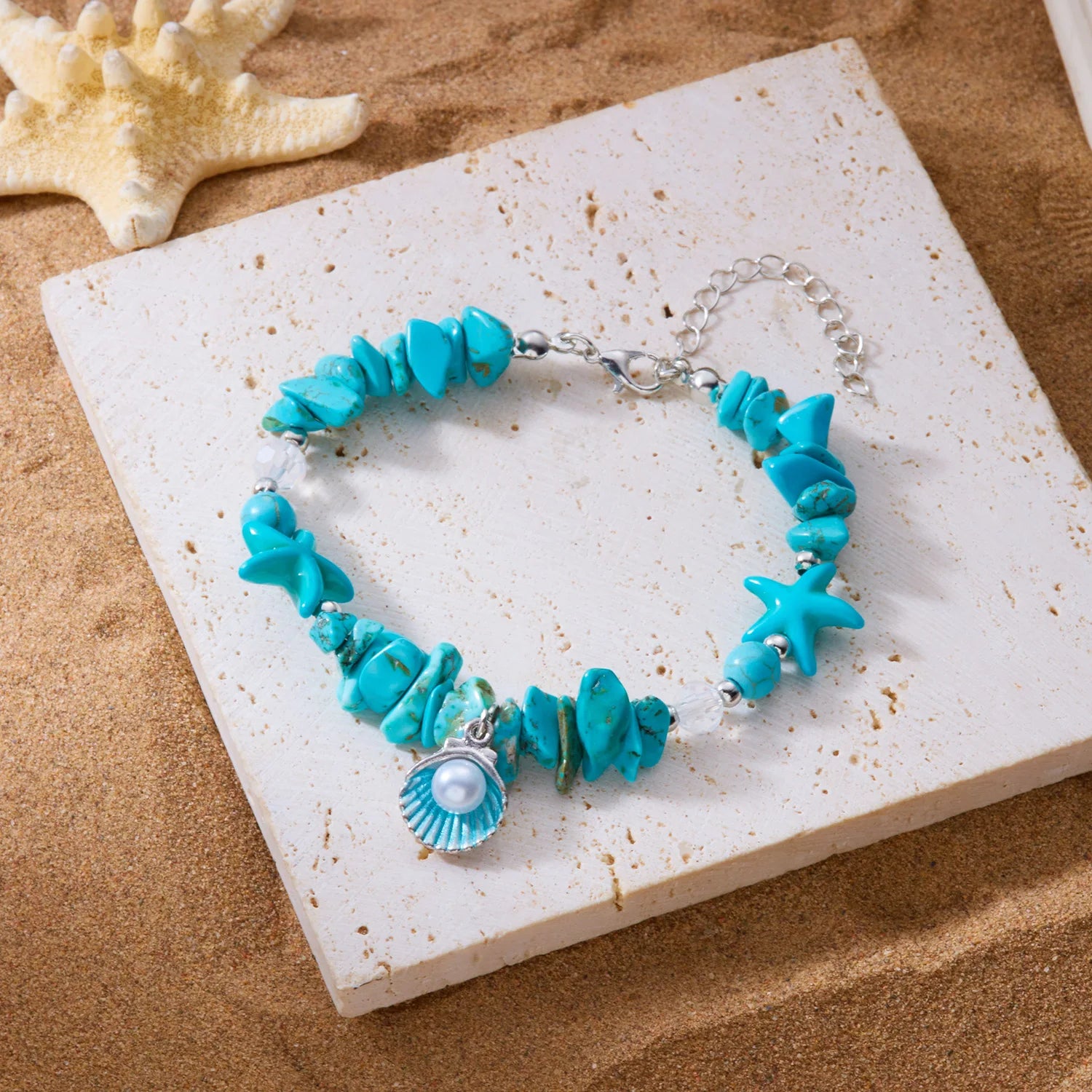 Boho Natural Gravel Shell Chips Bracelet for Women Adjustable Handmade Conch Beaded Bangle Summer Beach Vacation Jewelry Gift