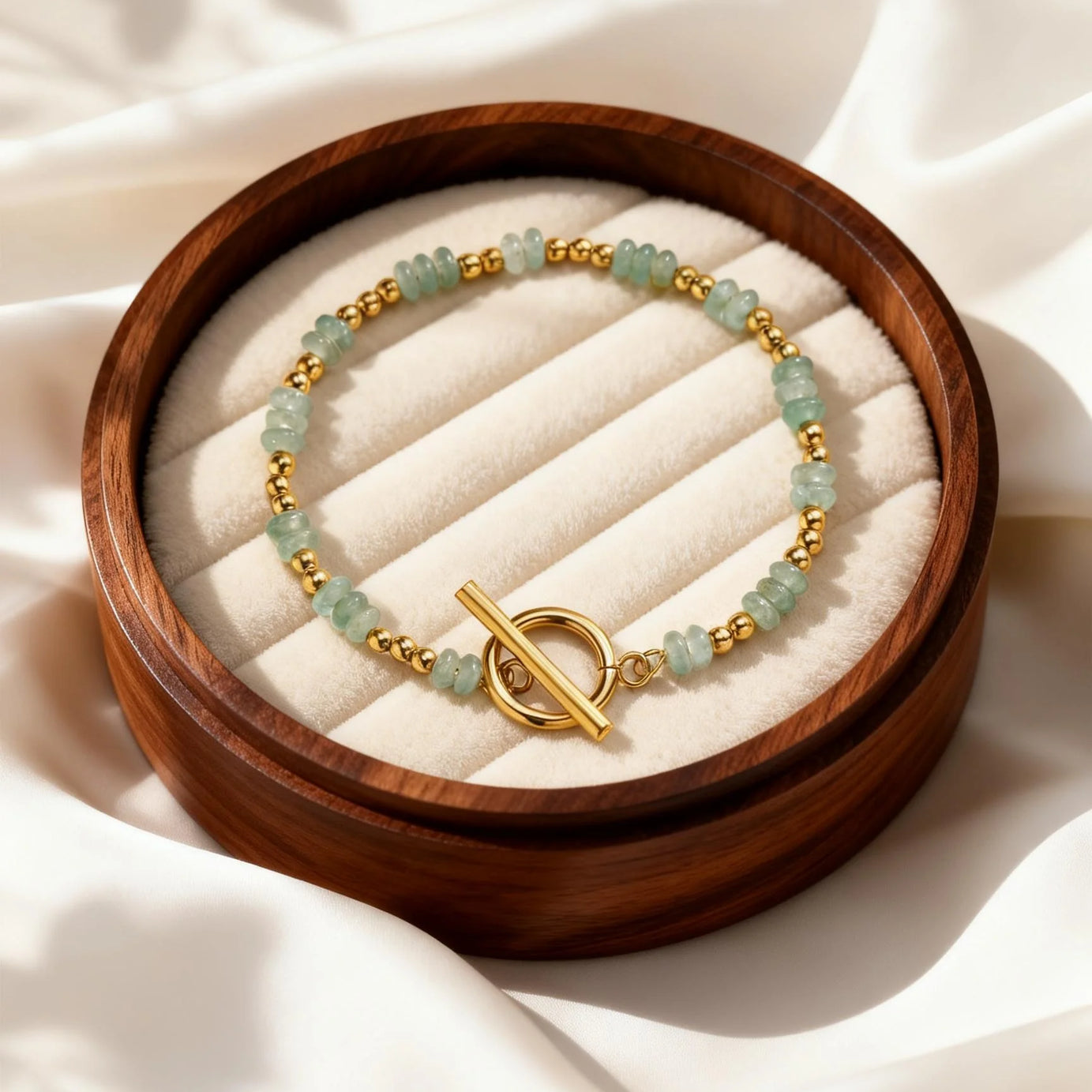 Boho Natural Stone Beaded Bracelet for Women Toggle Clasp Crystal Bead Chain Bracelet Chic Design Stainless Steel Jewelry Gift - Charlie Dolly