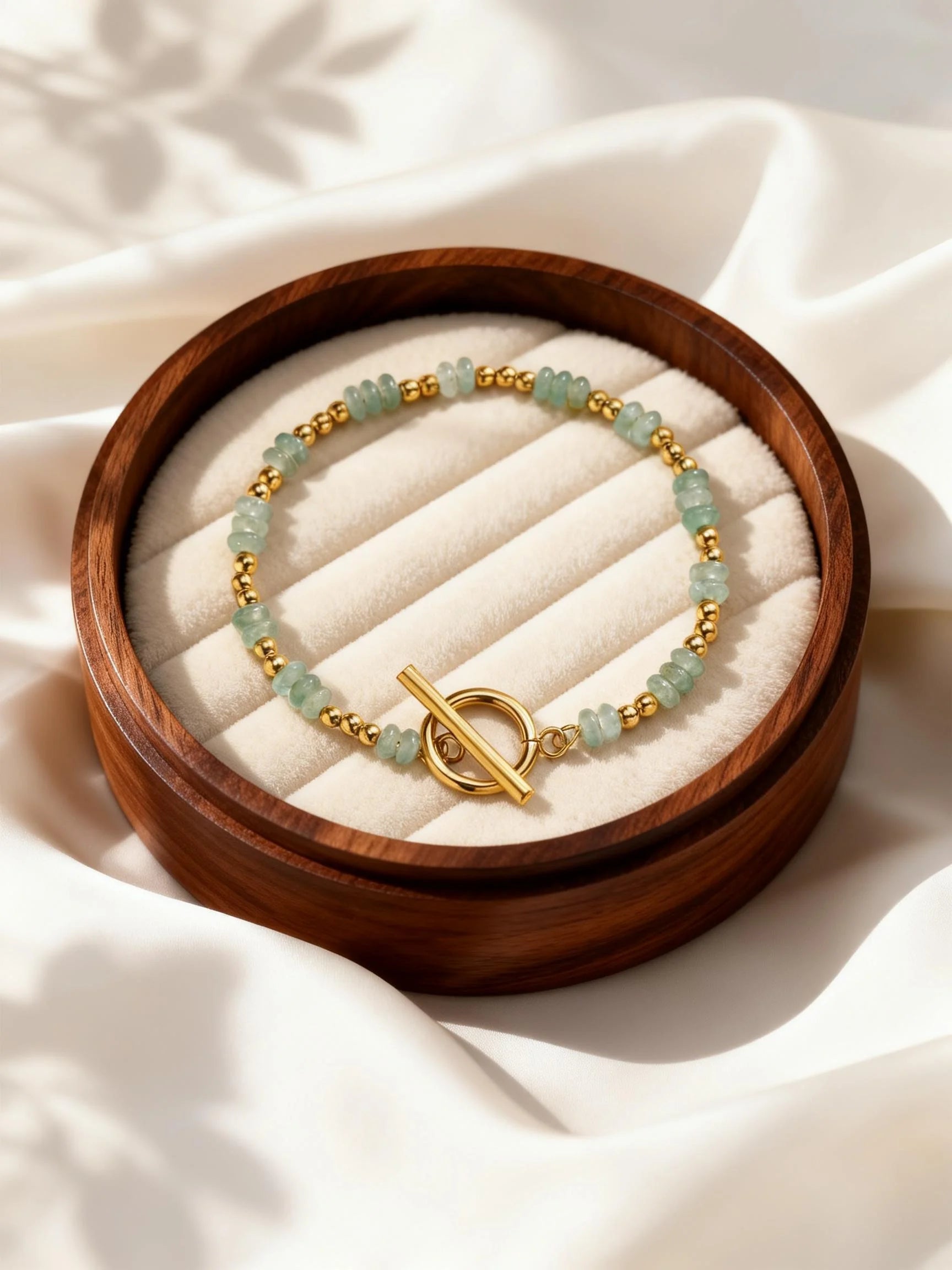Boho Natural Stone Beaded Bracelet for Women Toggle Clasp Crystal Bead Chain Bracelet Chic Design Stainless Steel Jewelry Gift