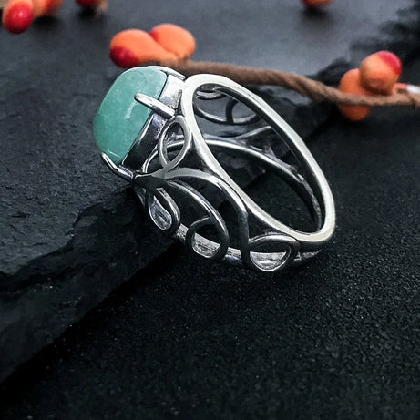 Vintage Spiral Swirl Ring Oval Natural Stone Inlay Open Band Minimalist Boho Statement Ring for Women Fashion Jewelry Wholesale - Charlie Dolly