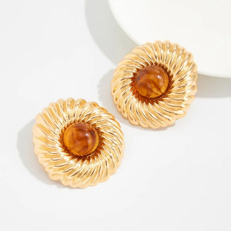 Resin Bead Big Spiral Stud Earrings Jewelry