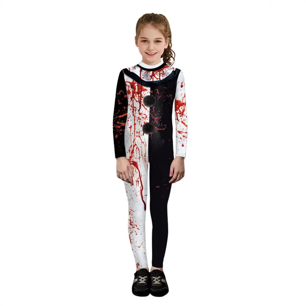 VIP FASHION Blood Clown Costume Adult Kid Halloween Suit Fancy Family Matching Suit Zentai Bodysuit Movie Scary Cosplay Jumpsuit - Charlie Dolly