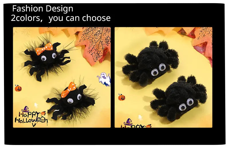 ncmama 2Pcs Halloween Spider Hair Clips For Baby Girls Cute Animal Hairpin Barrettes Kids Headdress Hair Accessories Party Decor - Charlie Dolly