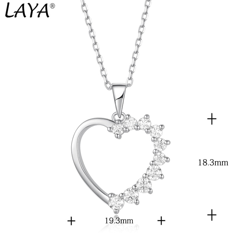 LAYA 100% 925 Sterling Silver  Moissanite Necklace Heart Pendant Diamond Necklace For Women  Prong Setting VVS Moissanite Heart - Charlie Dolly