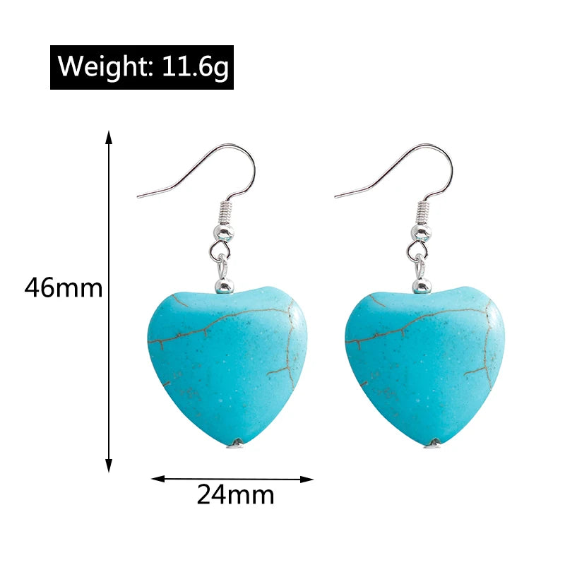 Boho Vintage Turquoise Water Drop Stud Earrings for Women Star Heart Flower Tribe Earring Statement Valentine Day Gift Jewelry