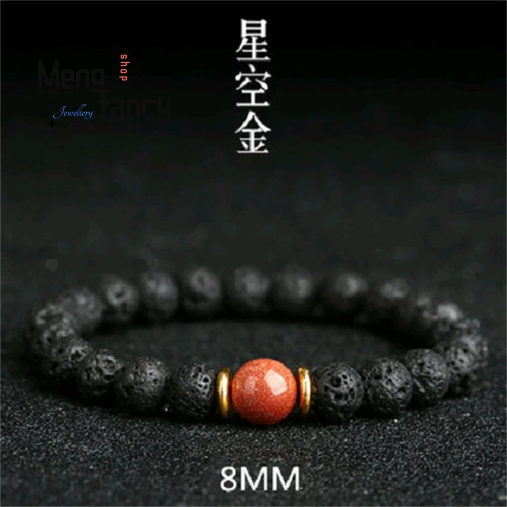 Galaxy Volcanic Stone Bracelet - Natural Lava Rock Beads Unisex Jewelry for Men Women, Couple Best Friend Handmade Boho Gift