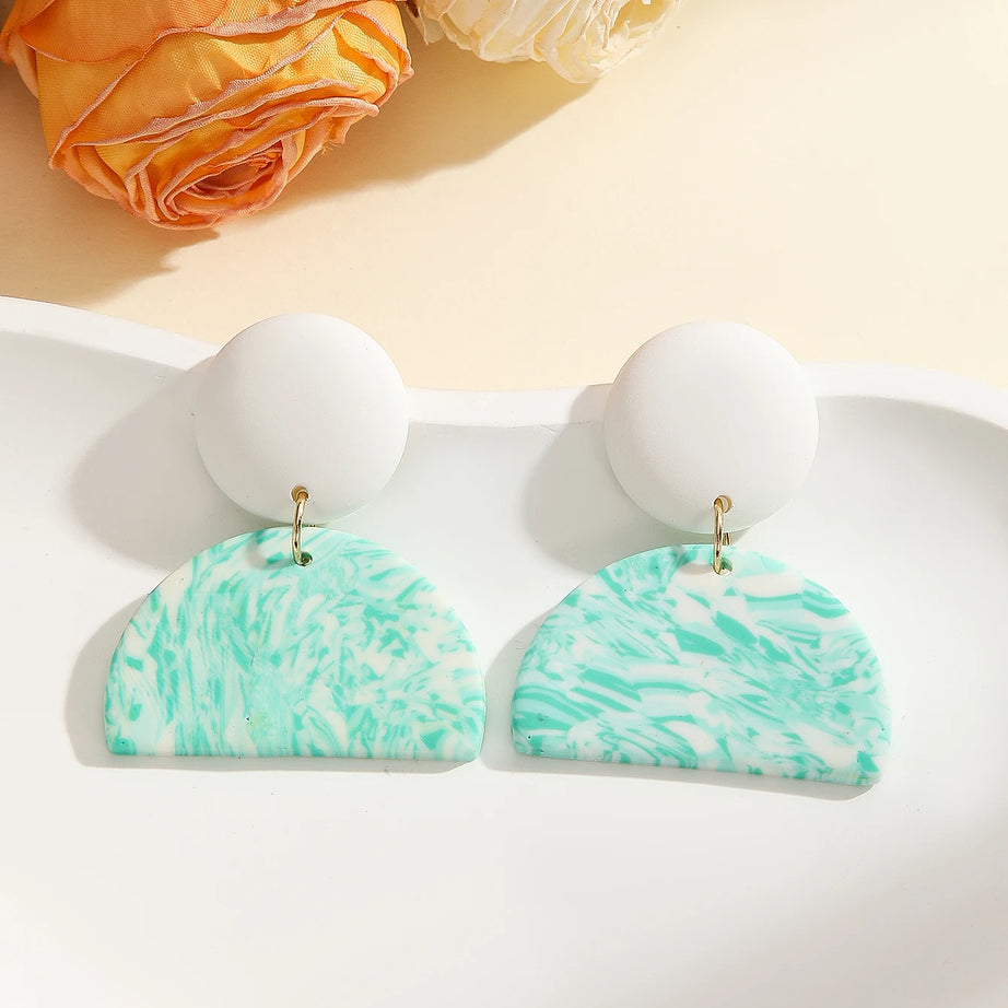 Polymer Clay Chevron Arch Dangle Earrings Jewelry