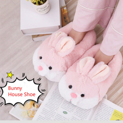 House Fluffy Women Slippers Cute Cartoon Pink Bunny Girls Fur Slides Bedroom Indoor Rabbits Warm Plush Ladies Casual Shoes