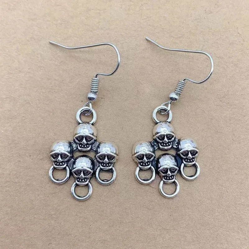 Earrings for Women Girls Drop Dangle Teens Charm Gift Party Simple Punk Cool Halloween Skull Cross Horror Skeleton Death Bat - Charlie Dolly