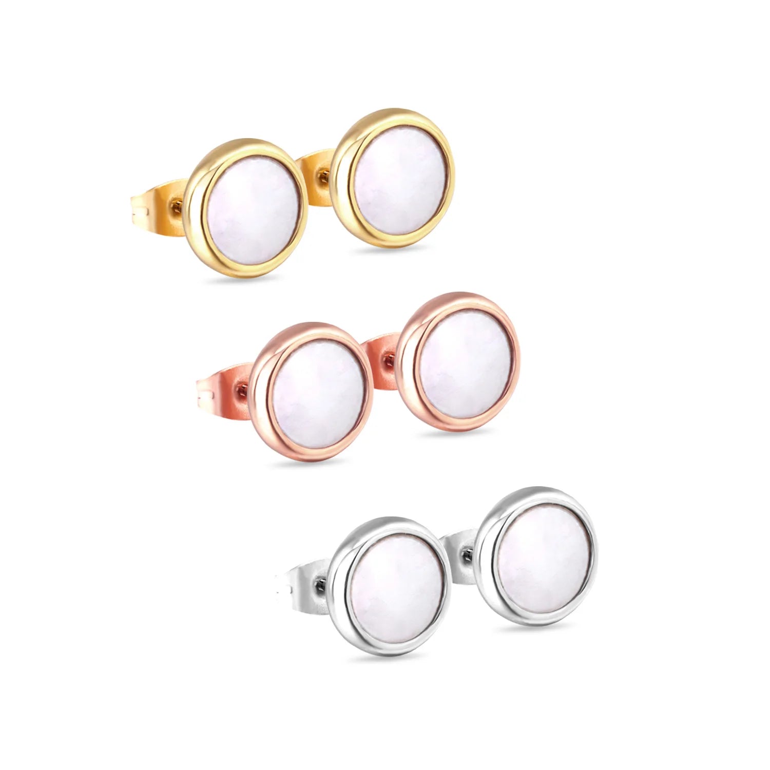 LUXUSTEEL 3Pairs Boho Colorful Round Evil Eyes Stud Earrings For Women Men Gold Plated Stainless Steel Turkish Ear Jewelry Set