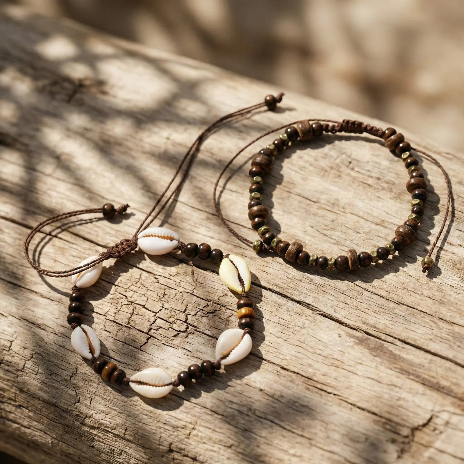 Casual Boho Summer Anklet Set for Men,Cowrie Shell Coconut Wood Beads Anklets,Summer Beach Surfer Jewelry Gift