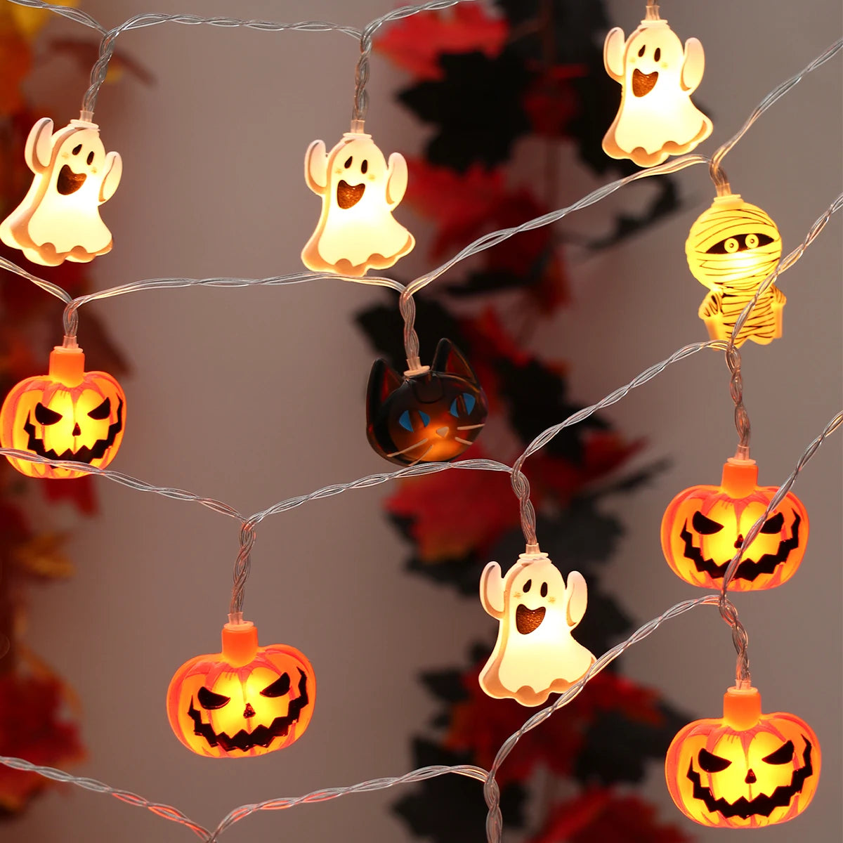 1.5m 10LED Halloween Pumpkin Ghost String Light Happy Halloween Party Decoration For Home 2024 Scary Horror House Party Supplies - Charlie Dolly