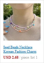 Natural Shell Beads Necklace Korean Fashion Heart Boho Polymer Clay Choker Colorful Pendant Summer Neck  Handmade Female Jewelry