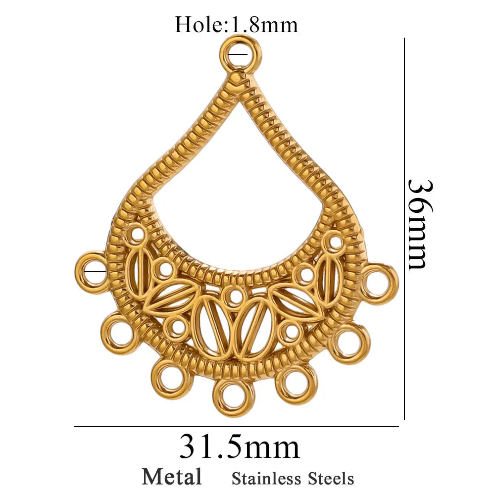 5pcs Stainless Steel Earring Connector Charms Boho Gold Hollow Pendants for Women DIY Jewelry Earring Necklace Making Wholesale