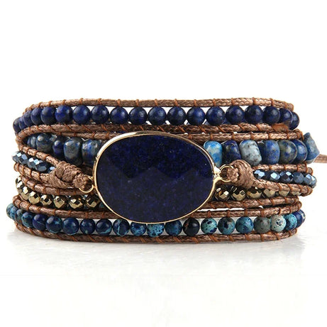 Fashion Handma Bohemian Jewelry Boho Bracelet Mixed Natural Stones Charm 5 Strands Wrap Bracelets Gift for Women girls - Charlie Dolly