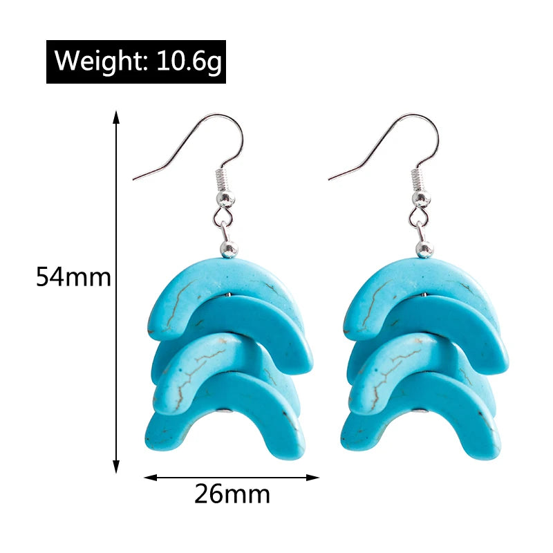 Boho Vintage Turquoise Water Drop Stud Earrings for Women Star Heart Flower Tribe Earring Statement Valentine Day Gift Jewelry