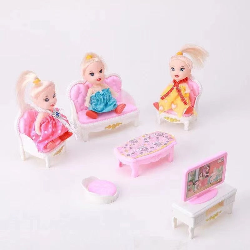 Hot Sale Cute Kawaii Pink 10 Items/Lot Miniature Dollhouse Furniture Accessory Kids Toys Kitchen Cooking Things For Barbie Game - Charlie Dolly