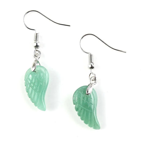 KFT Natural Carved Angel Wings Crystal Quartz Earring Lapis Lazuli Agate Dangle Hook Drop Stone Women Girls Earrings Jewelry - Charlie Dolly