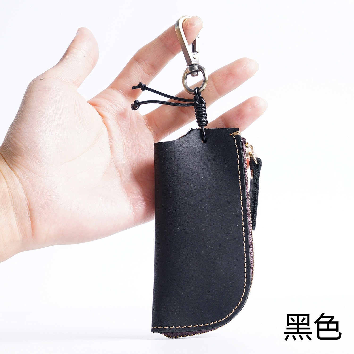 Genuine Leather Housekeeper Keychain Car Key Holder Men Zipper Key Ring Pouch Case Cover Keys Bag Key Organizer Wallet Purse - Charlie Dolly