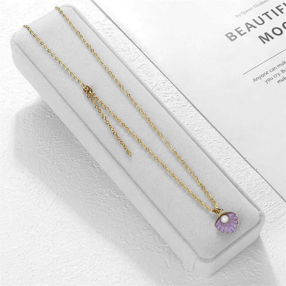 Shell and Pearl Pendant Boho Necklace