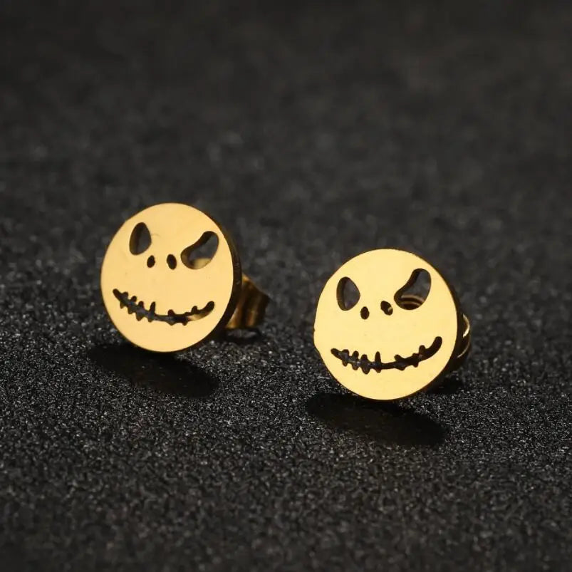 Cute Halloween Cartoon Ghost Earrings Stud For Women Stainless Steel Ear Piercing Black Earrings Minimalist Free Shipping - Charlie Dolly