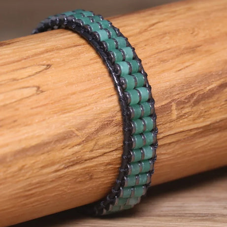 Natural stones Boho Handmade Braided Green Aventurine Beaded Magnetic fastener Bracelet for Men and Women Healing Jewelry - Charlie Dolly