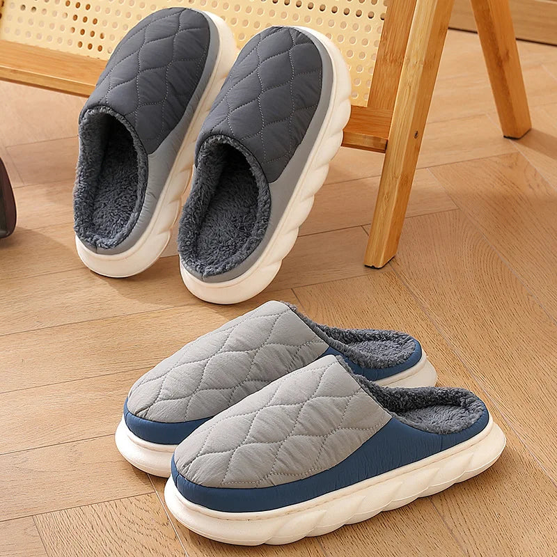 Litfun Plush Slippers Men Women Slippers New Winter Outdoor Warm Waterproof Cotton Shoes Indoor Antiskid Thick Sole Home Slides - Charlie Dolly