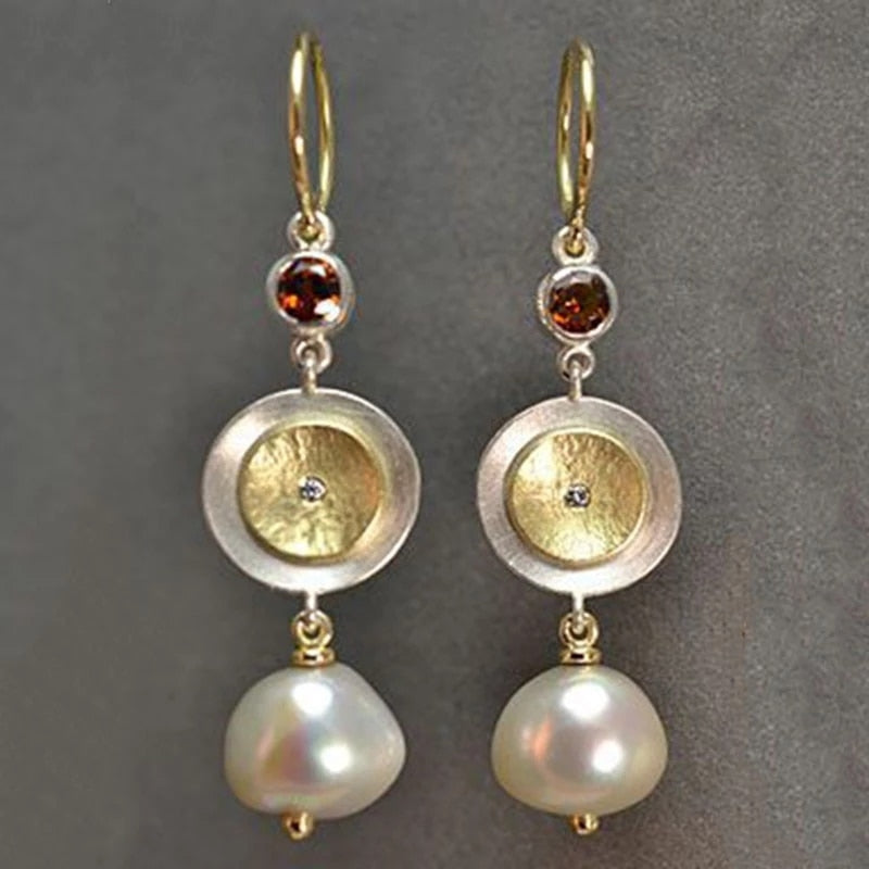 Exquisite Fashion Silver Color Water Imitation Pearls Drop Earrings for Women Shiny Red Green Round Imitation Pearls Earrings