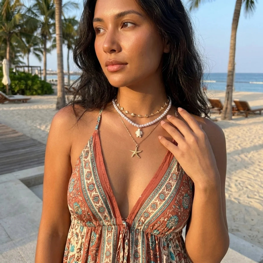 Turtle, Starfish and Shell Fishtail Boho Choker