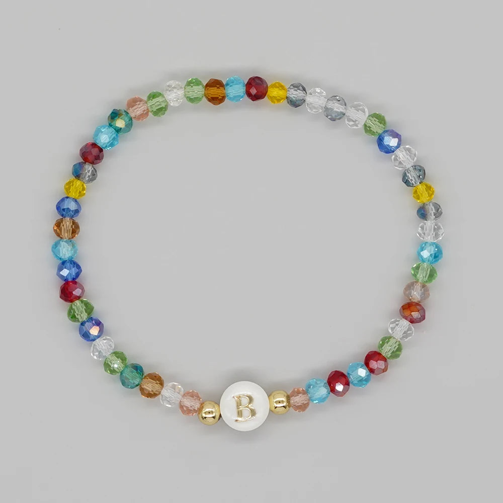 Go2Boho Crystal Shell Letter A-Z Bracelets for Women Boho Summer Beach Lucky Fashion Trend Jewelry Accessories Surprise Gifts