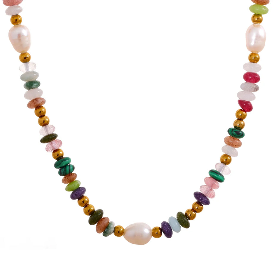 Natural Pearl Stone Boho Necklace