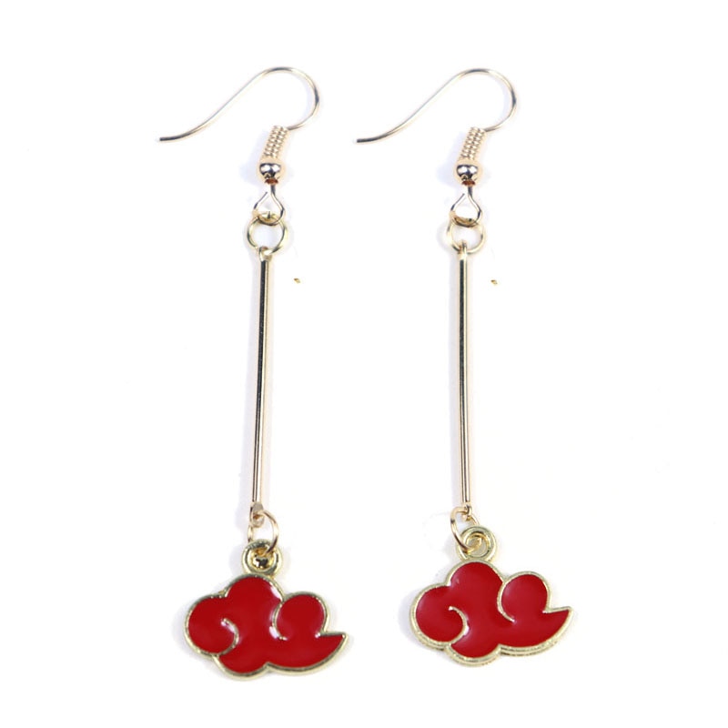 Anime Props Jewelry Konoha Earrings for Women Akatsuki Red Cloud Ear Hoops Ninja Darts Dangle Earring Fans Creative Gift - Charlie Dolly