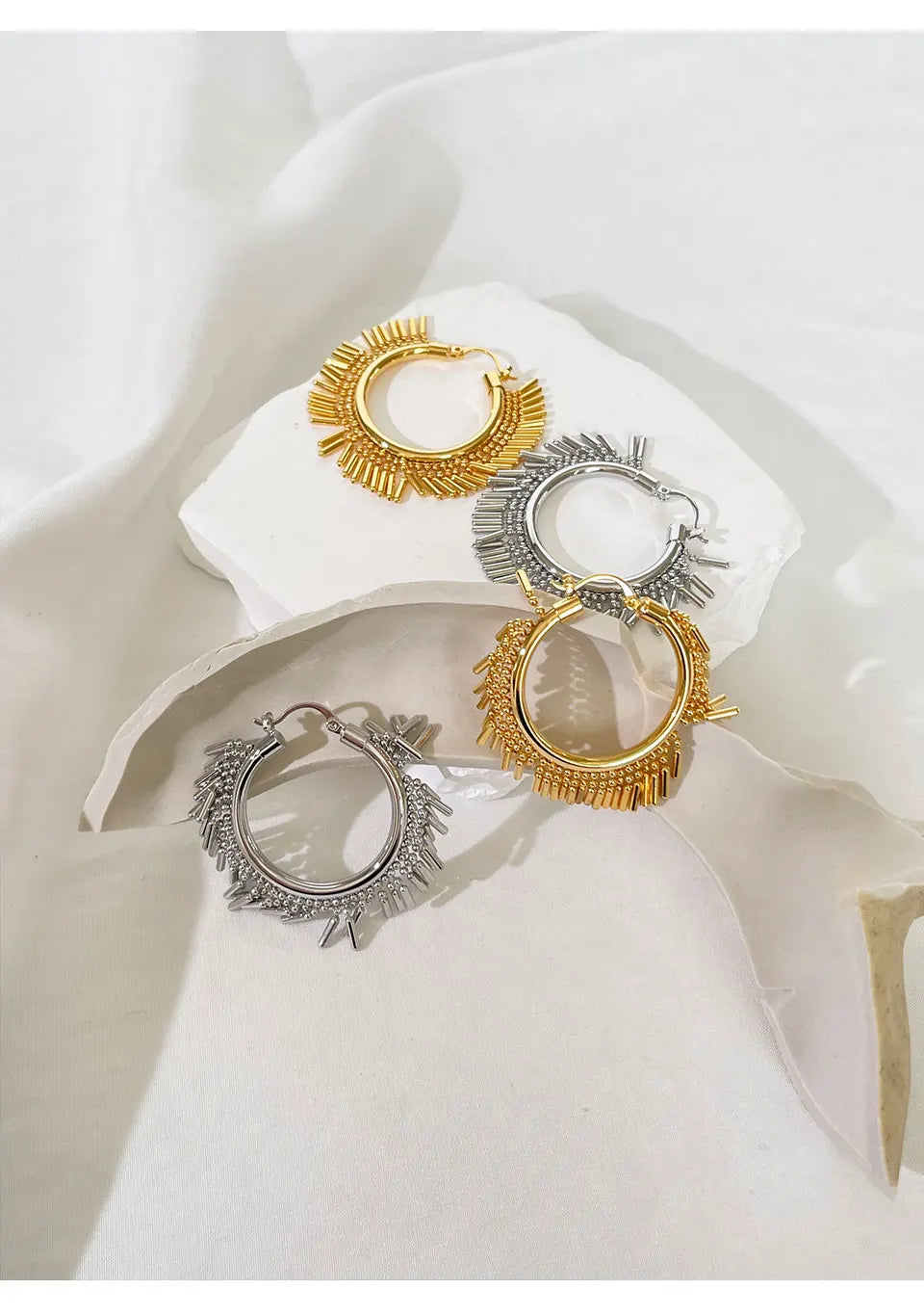 Peri'sbox Boho Gold Silver Plated Beads and Bar Tassel Hoop Earrings for Lady Statement Tube Huggie Earring with Dangling Charms