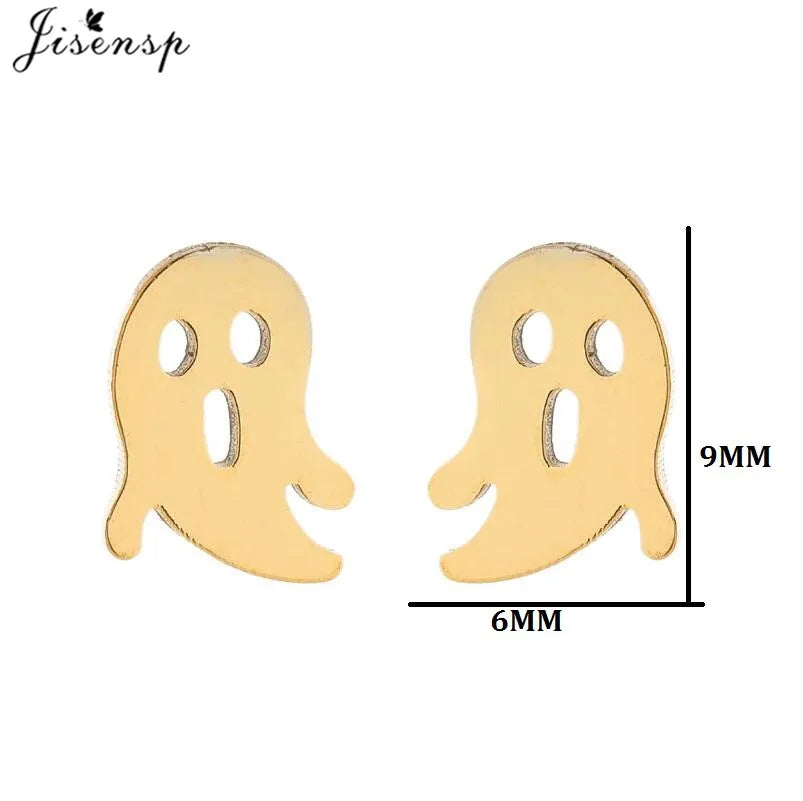 Punk Ghost Pumpkin Earrings for Women Men Stainless Steel Ear Studs Halloween Jewelry Eyes Skull Earrings Thanksgiving Gift - Charlie Dolly