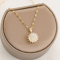 Fashion Exquisite Rotatable Sunflower Pendant Necklace Personality Shiny Zircon Rotating Anxiety Titanium Steel Necklace Jewelry - Charlie Dolly