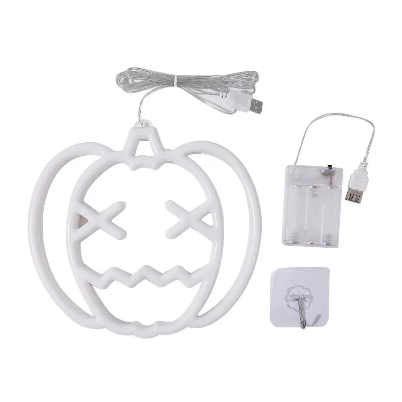 Halloween Window Lights Home Indoor LED Pumpkin Spider Ghost LED Decor Lamp 2024 Halloween Party Hanging Decoration Kids Favors - Charlie Dolly