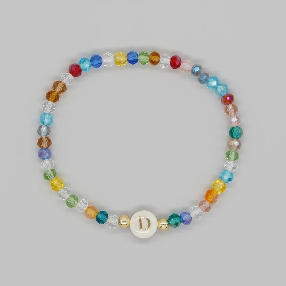 Go2Boho Crystal Shell Letter A-Z Bracelets for Women Boho Summer Beach Lucky Fashion Trend Jewelry Accessories Surprise Gifts